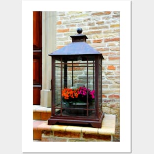 Lantern with flowers in Grottammare Alta Posters and Art